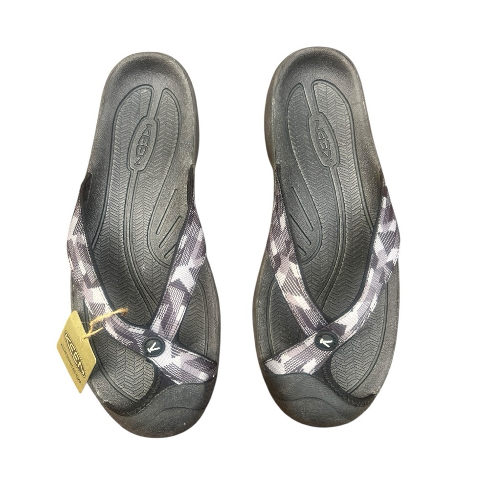 KEEN Waimea H2 Mens Size 13 Black Grey Geometric Toe Guard Flip Flop Sandals NEW